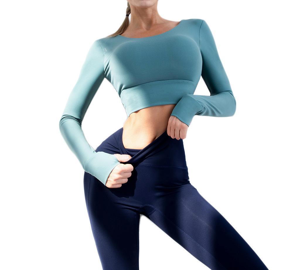 Spring And Summer Yoga Clothes Suit Hollow Beautiful Back Long Sleeves