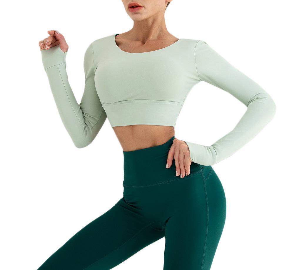 Spring And Summer Yoga Clothes Suit Hollow Beautiful Back Long Sleeves